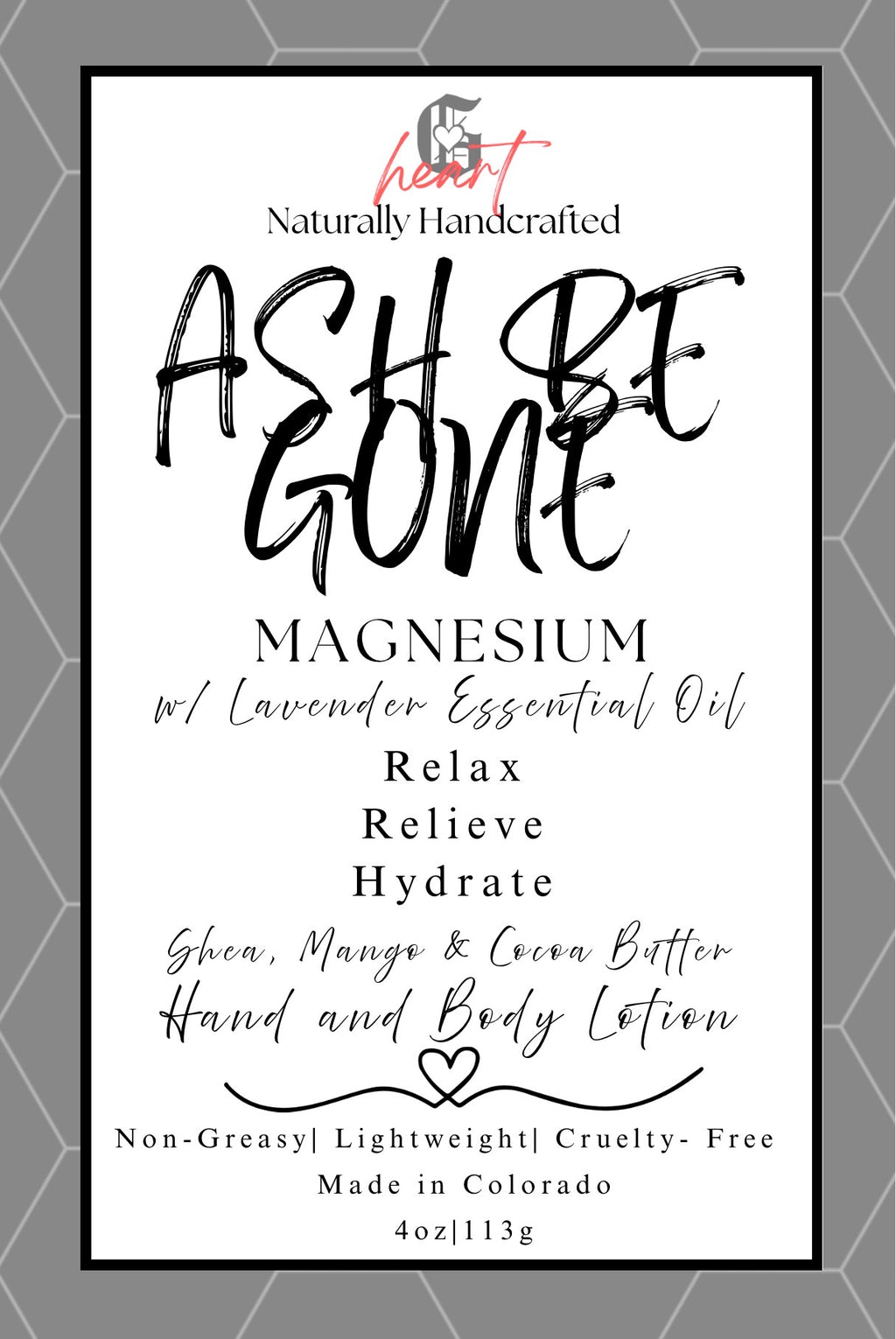 Ash Be Gone Lotion Collection - 4oz - Gabriel's Heart Naturally Handcrafted