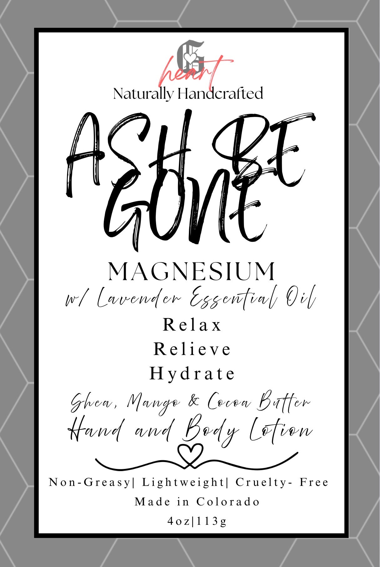 Ash Be Gone Lotion Collection - 4oz - Gabriel's Heart Naturally Handcrafted